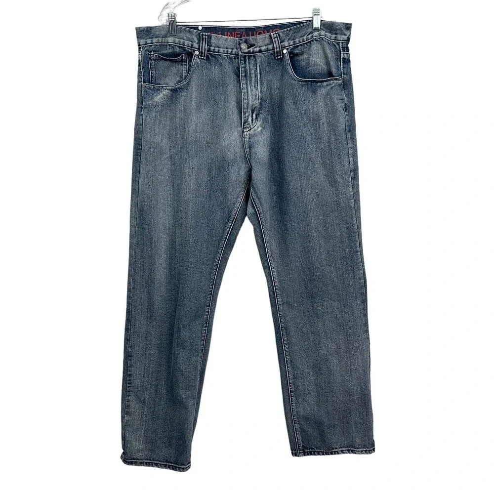 Linea Uomo Mens Jeans Relaxed Straight  Fit 5 Pocket Zip Fly Blue Wash Size W42*